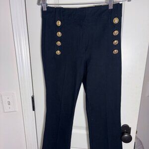 Derek Lam 10 Crosby Robertson Crop Flare Trousers Navy with Gold Buttons size 4